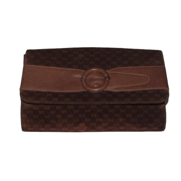 Gucci Brown Micro Guccissima Print Suede & Leather Clutch - Picture 5 of 12